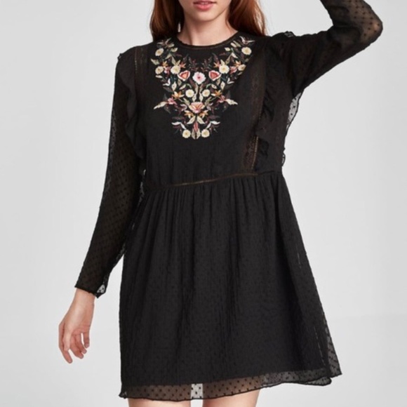 Zara embroider floral dress - Picture 1 of 8